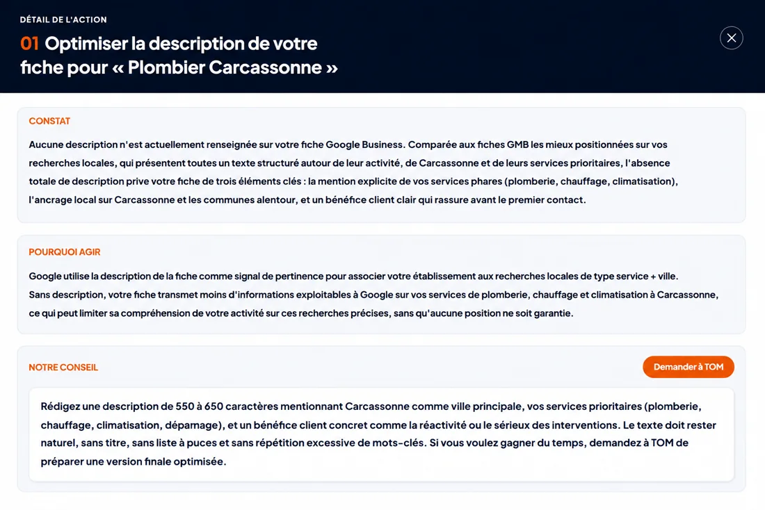 Détail d'une action guidée dans Lenymap